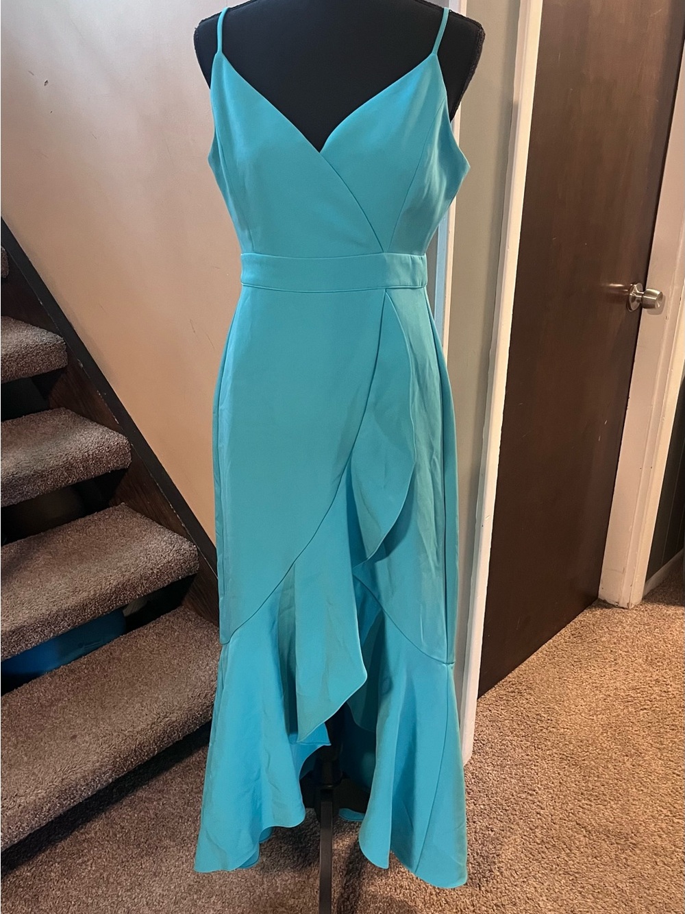 Laundry by Shelli Segal Teal Ruffled High/Low Sz 6 Cocktail Wedding Prom Dress